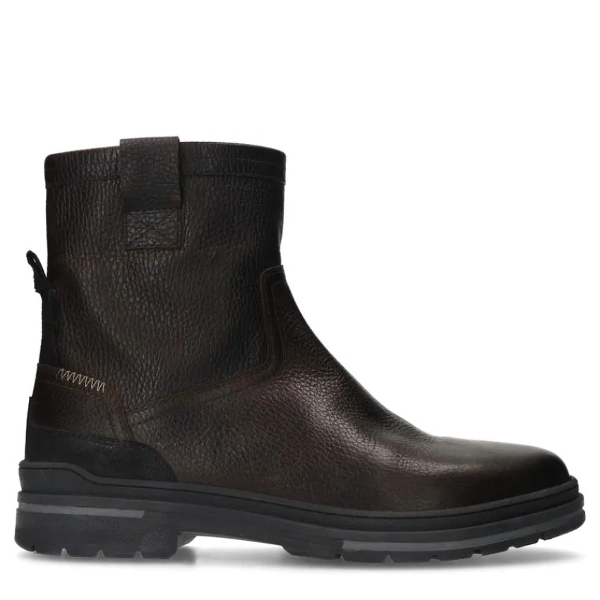 Manfield Donkerbruine leren boots^Heren Boots
