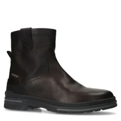 Manfield Donkerbruine leren boots^Heren Boots