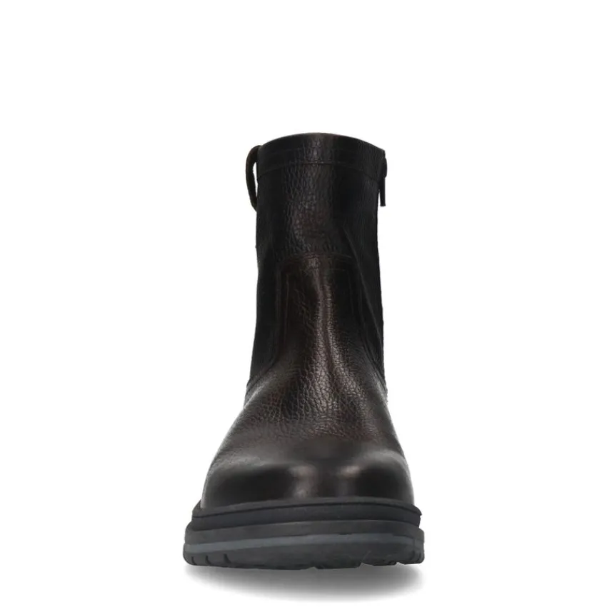 Manfield Donkerbruine leren boots^Heren Boots