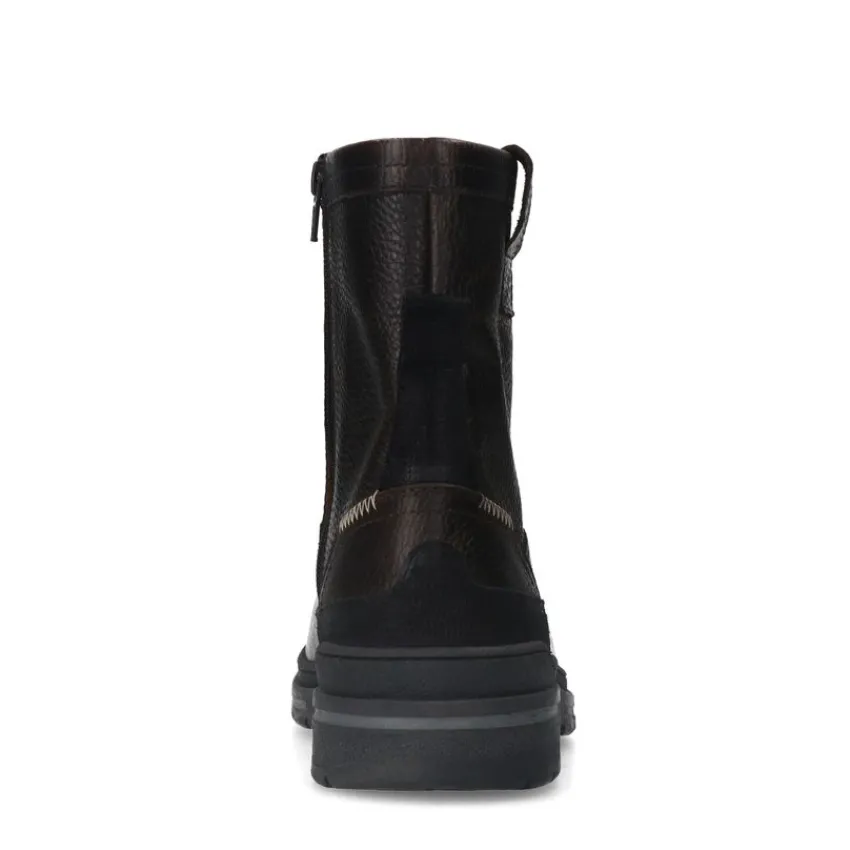 Manfield Donkerbruine leren boots^Heren Boots