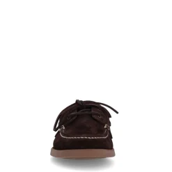 Manfield Donkerbruine leren bootschoenen^Heren Veterschoenen|Loafers