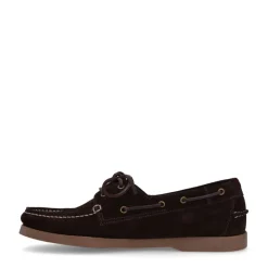 Manfield Donkerbruine leren bootschoenen^Heren Veterschoenen|Loafers