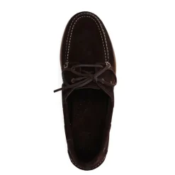 Manfield Donkerbruine leren bootschoenen^Heren Veterschoenen|Loafers