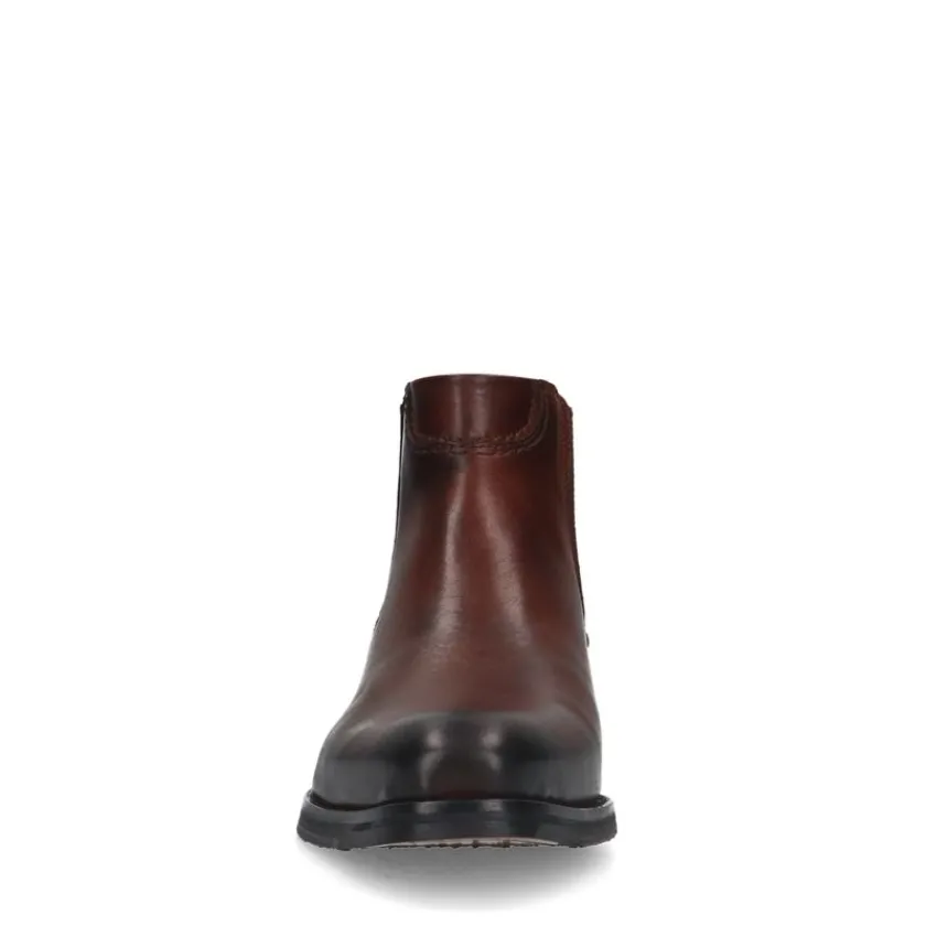 Manfield Donkerbruine leren chelsea boots^Heren Boots