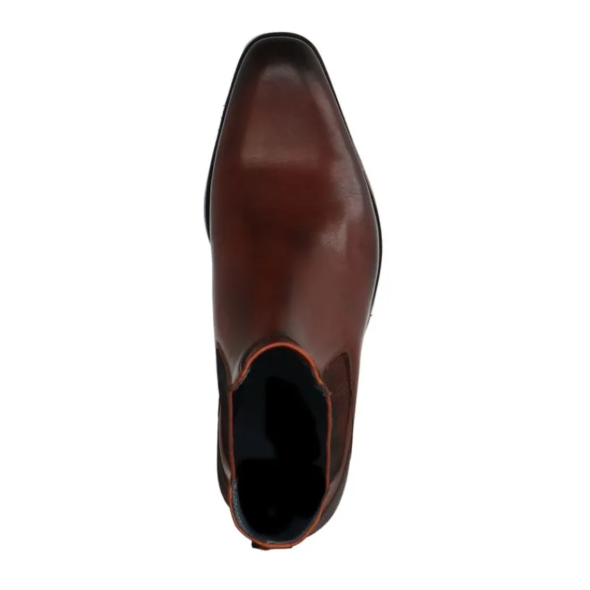 Manfield Donkerbruine leren chelsea boots^Heren Boots