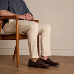 Manfield Donkerbruine leren loafers^Heren Loafers