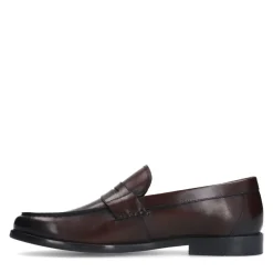 Manfield Donkerbruine leren loafers^Heren Loafers