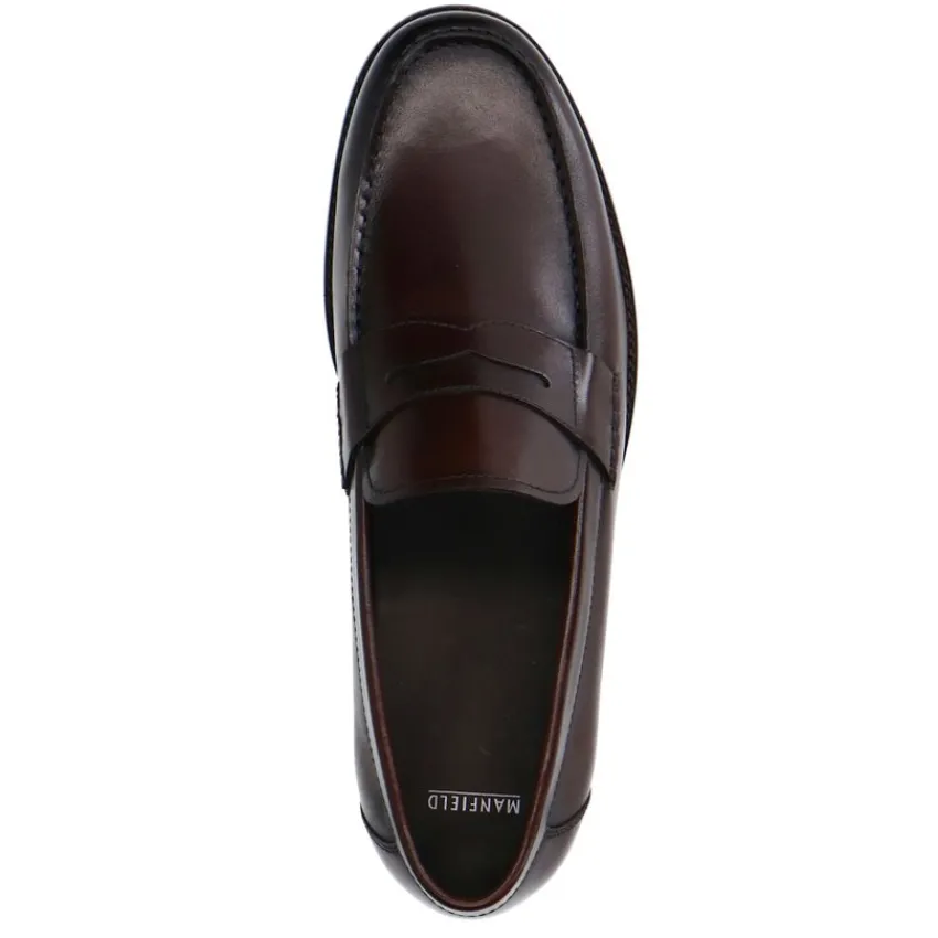 Manfield Donkerbruine leren loafers^Heren Loafers