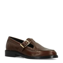 Manfield Donkerbruine leren loafers^DAMES Loafers