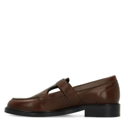 Manfield Donkerbruine leren loafers^DAMES Loafers