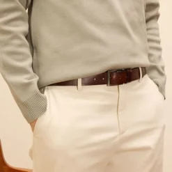 Manfield Donkerbruine leren riem^ Riemen