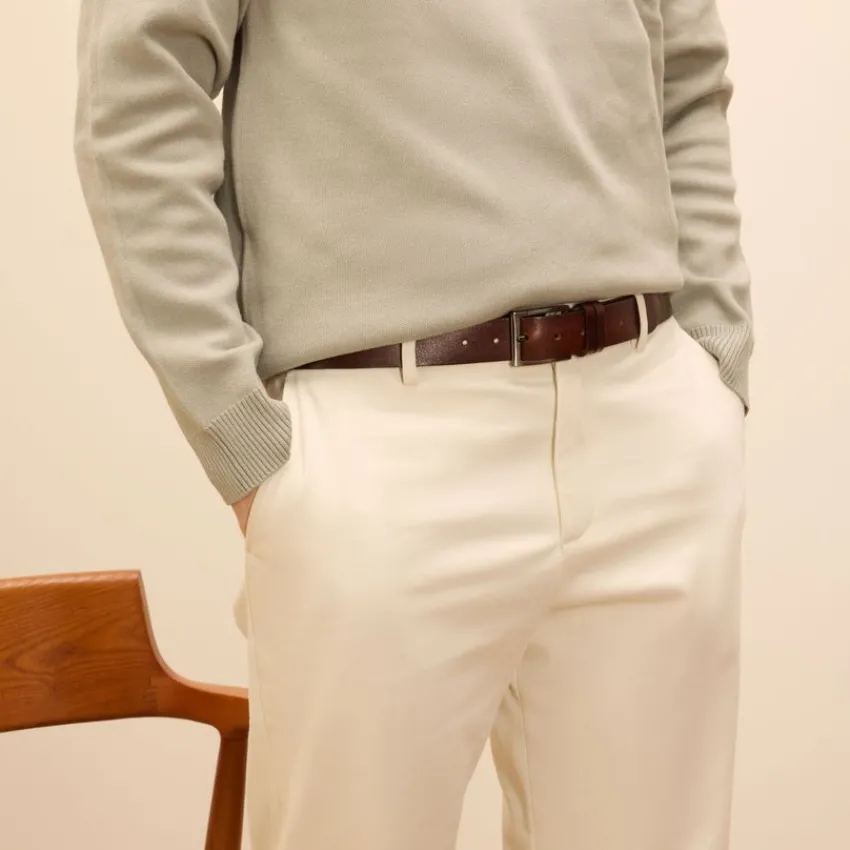 Manfield Donkerbruine leren riem^ Riemen