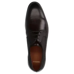Manfield Donkerbruine leren veterschoenen^Heren Veterschoenen