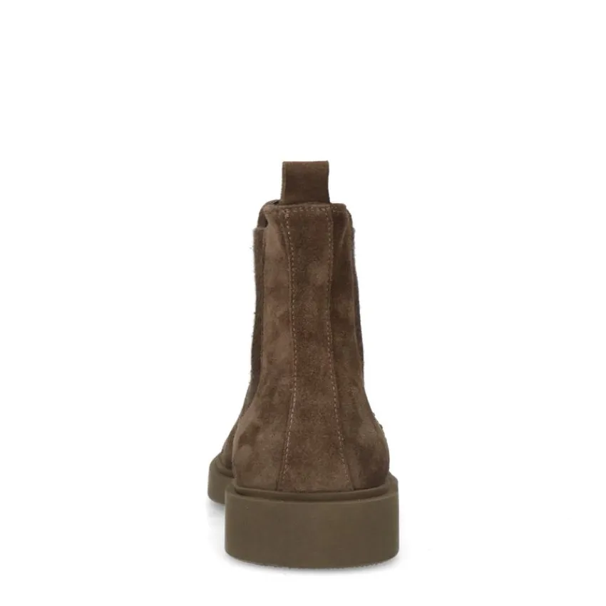Manfield Donkerbruine suède chelsea boots^Heren Boots