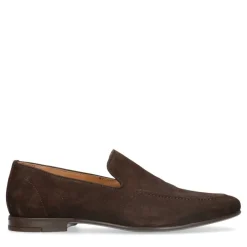 Manfield Donkerbruine suède loafers^Heren Loafers