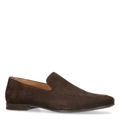 Manfield Donkerbruine suède loafers^Heren Loafers