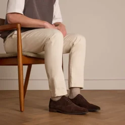 Manfield Donkerbruine suède veterschoenen^Heren Veterschoenen