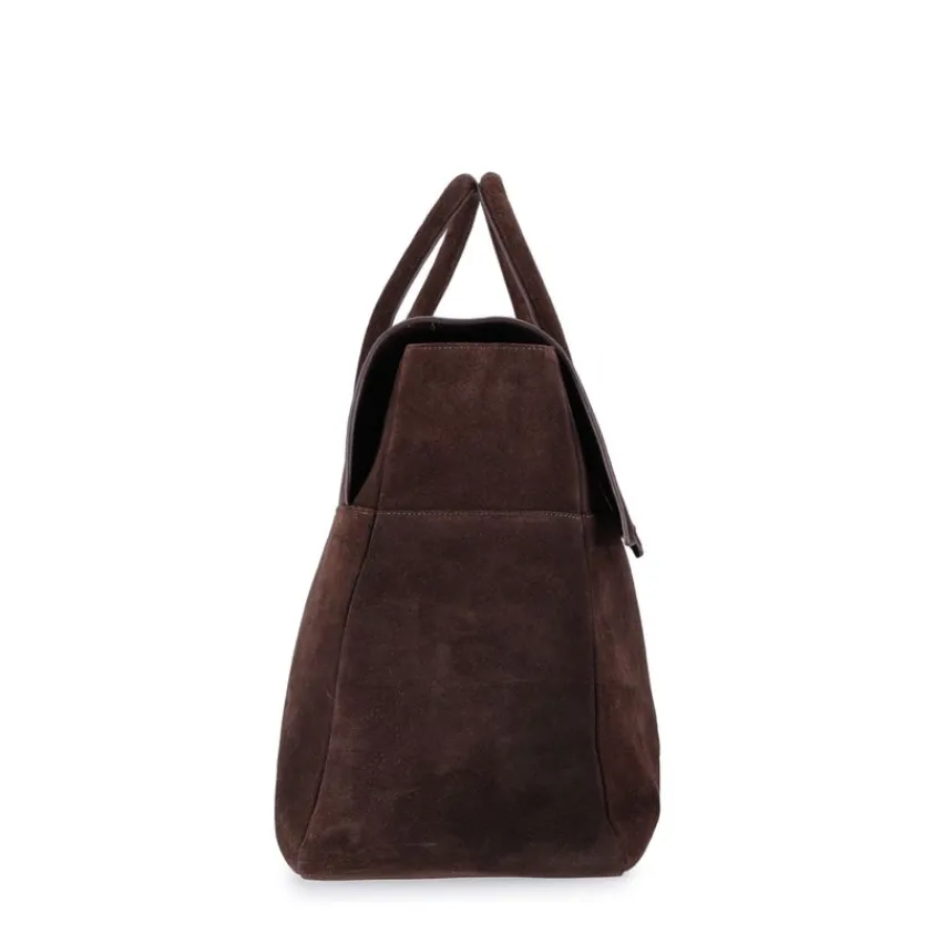 Manfield Donkerbruine suède weekendtas^Heren Heren Tassen|Weekendtassen