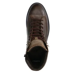 Manfield Donkergrijze leren veterboots^Heren Boots