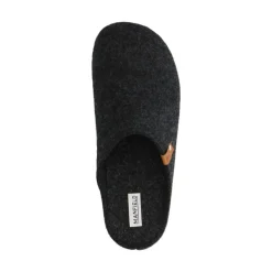 Manfield Donkergrijze pantoffels^Heren Pantoffels
