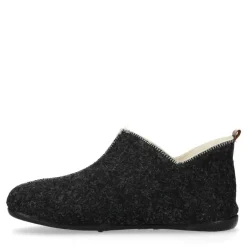 Manfield Donkergrijze pantoffels^DAMES Pantoffels