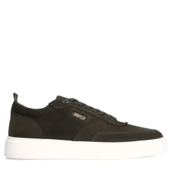 Manfield Donkergroene suède sneakers^Heren Sneakers