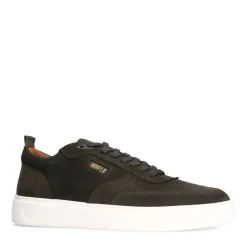 Manfield Donkergroene suède sneakers^Heren Sneakers