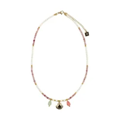Manfield Gekleurde parelketting met schelpjes^ Sieraden