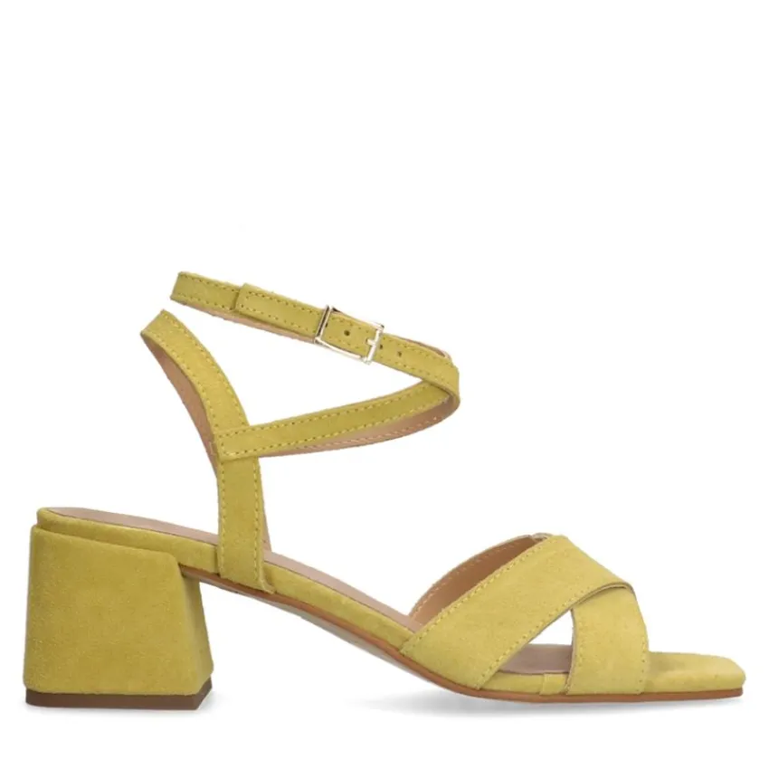 Manfield Gele suède sandalen met hak^DAMES Sandalen