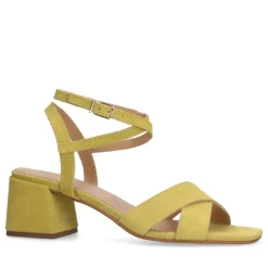 Manfield Gele suède sandalen met hak^DAMES Sandalen