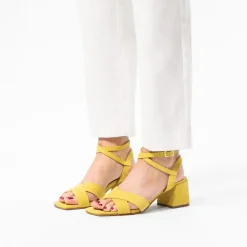Manfield Gele suède sandalen met hak^DAMES Sandalen