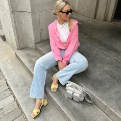 Manfield Gele suède sandalen met hak^DAMES Sandalen