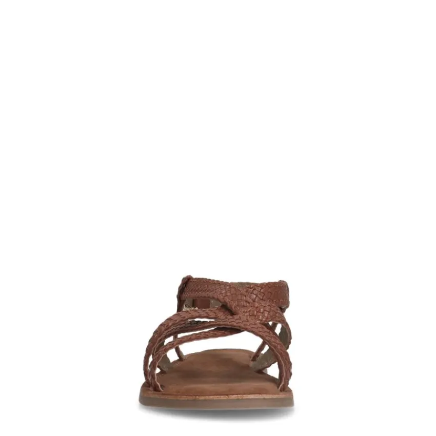 Manfield Gevlochten cognac sandalen^DAMES Sandalen