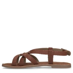 Manfield Gevlochten cognac sandalen^DAMES Sandalen
