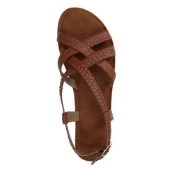 Manfield Gevlochten cognac sandalen^DAMES Sandalen