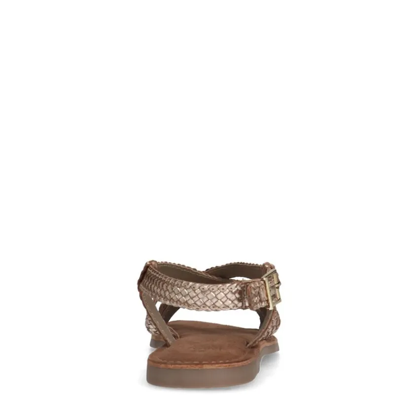 Manfield Gevlochten gouden sandalen^DAMES Sandalen