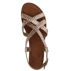 Manfield Gevlochten gouden sandalen^DAMES Sandalen