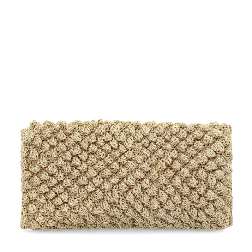 Manfield Gouden clutch met gebreide details^ Clutches