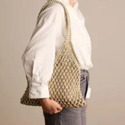 Manfield Gouden gevlochten shopper^ Shoppers