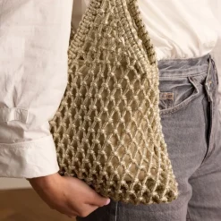 Manfield Gouden gevlochten shopper^ Shoppers