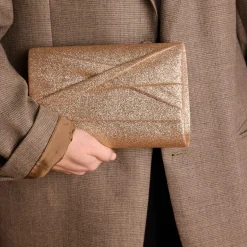 Manfield Gouden glitter clutch^ Clutches