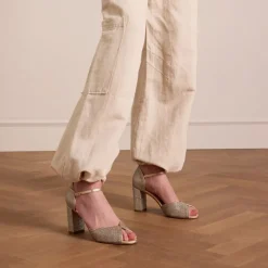 Manfield Gouden glitter sandalen met hak^DAMES Sandalen