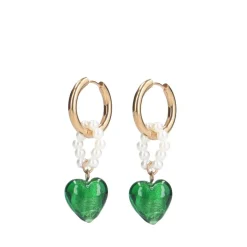 Manfield Gouden hangers met groene steentjes^ Sieraden
