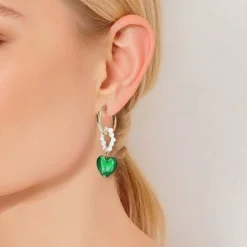 Manfield Gouden hangers met groene steentjes^ Sieraden