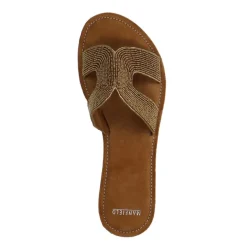 Manfield Gouden kralen slippers^DAMES Slippers