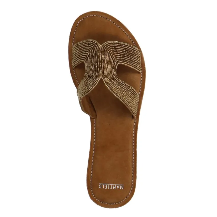 Manfield Gouden kralen slippers^DAMES Slippers