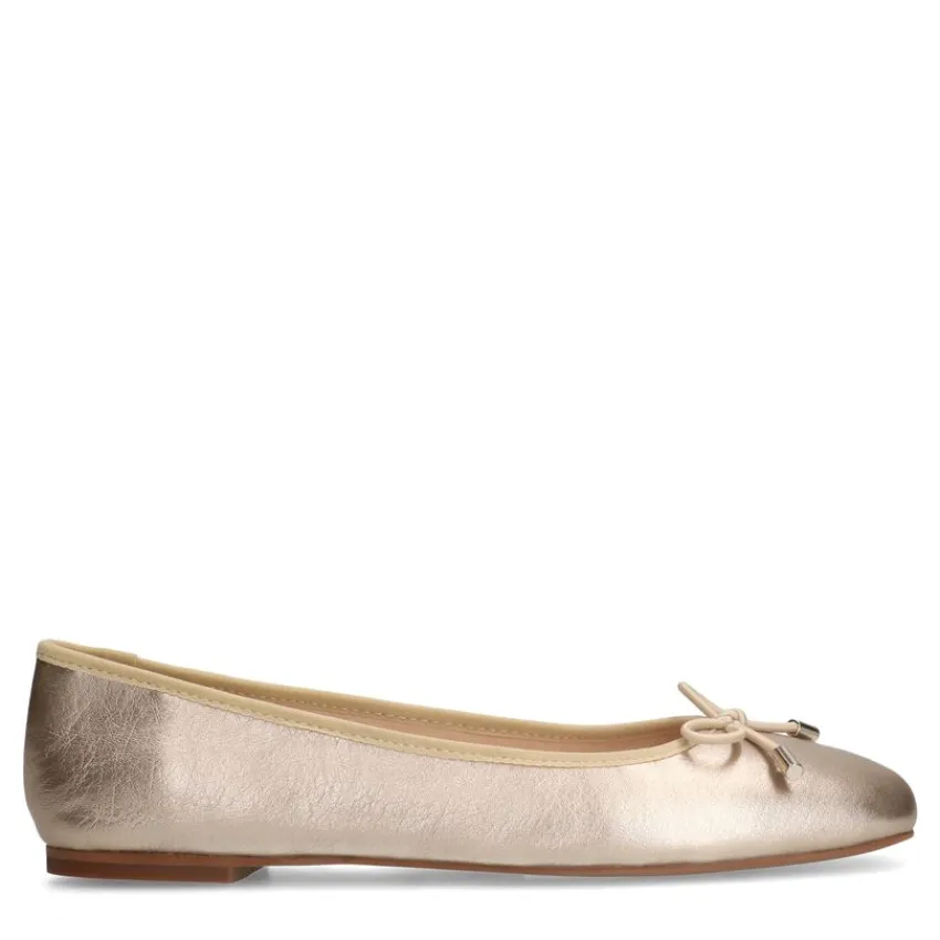 Manfield Gouden leren ballerina's^DAMES Loafers