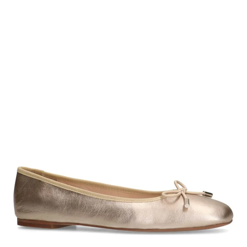 Manfield Gouden leren ballerina's^DAMES Loafers
