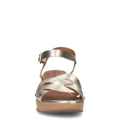 No Stress Gouden leren blokhak met gevlochten band^DAMES Sandalen