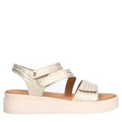 No Stress Gouden leren croco sandalen^DAMES Sandalen